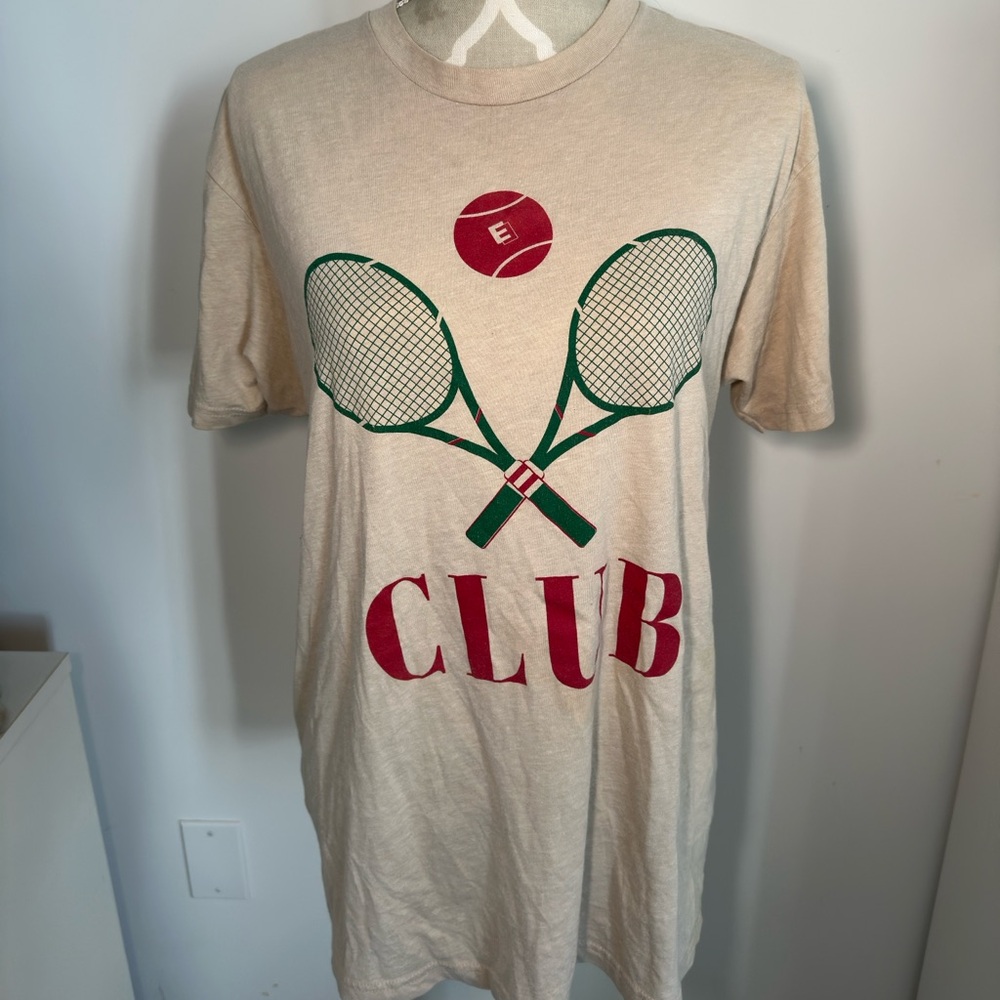 Tennis Graphic Tee in Cream and Red